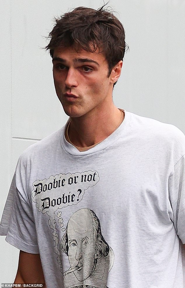 Jacob Elordi (pictured) appeared deteriorating when the actor was seen outside for the first time since an alleged assault.