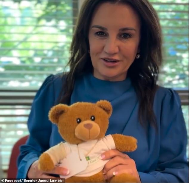 Independent senator Jacqui Lambie is not impressed that the Albanian government spent $3,000 to give a teddy bear to all federal MPs.