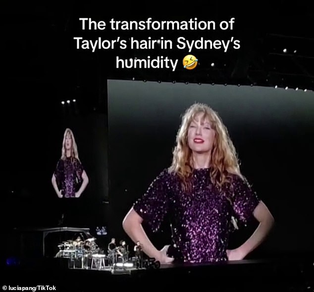 As the night went on, Swift's hair became increasingly wavy and Taylor was later seen sporting a wild, curly mane, presumably due to the muggy weather.
