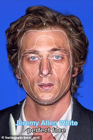 José Antonio Saliba superimposed a facial anatomy mask over an image of The Bear star and edited his facial features to fit the template designed by the Golden Ratio.