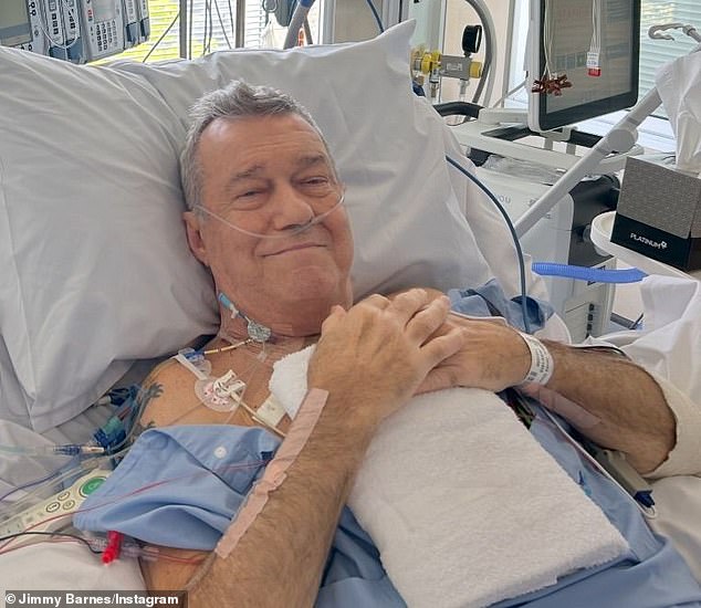 Jimmy Barnes, 67 (pictured), has almost fully recovered from open heart surgery.  And the rocker revealed Sunday that he didn't get through the tough times alone.