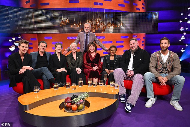 Appearing on this week's Graham Norton Show to talk about his latest role in True Detective, he admitted his life could have been completely different if he hadn't turned down the sci-fi role (pictured, left to right, Austin Butler, Josh Brolin, Olivia Colman, Lorraine Kelly, Wanda Sykes Rag 'n' Bone Man and Calvin Harris)