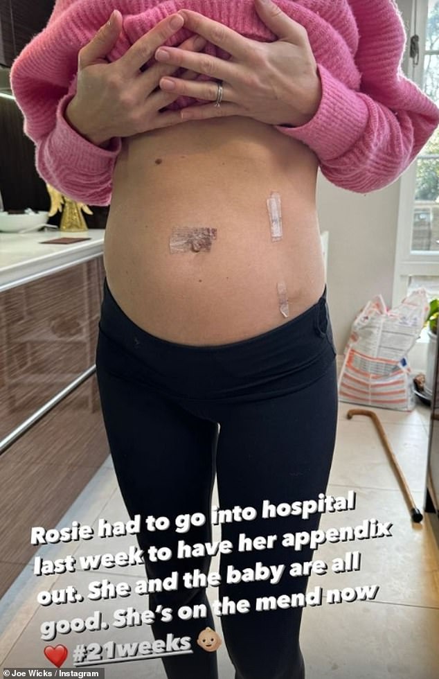 Bodycoach Joe Wicks revealed his wife Rosie had to go to hospital last week after it was discovered she had appendicitis while pregnant with their fourth child.