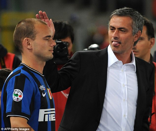 José Mourinho (right) has denied that Wesley Sneijder (left) was robbed of the Ballon d'Or in 2010.