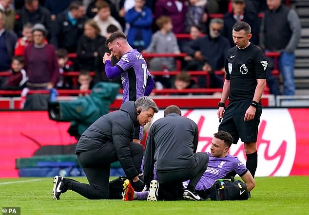 Jota was in some discomfort after Brentford's Christian Norgaard fell on his knee and had to go off at the weekend.