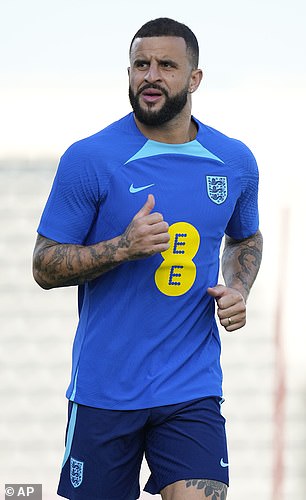 England player Kyle Walker (pictured taking part in drills during England's official training at Al Wakrah Sports Complex earlier this month) is Kairo's father.