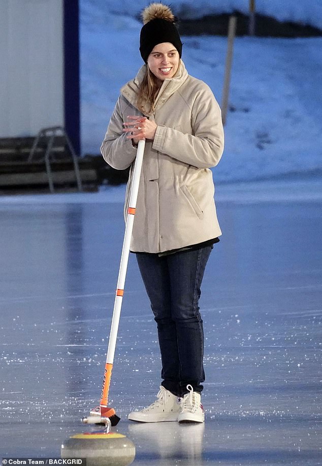 The eldest daughter of Princess Beatrice, Duke of York, was spotted curling while on holiday in St Moritz.