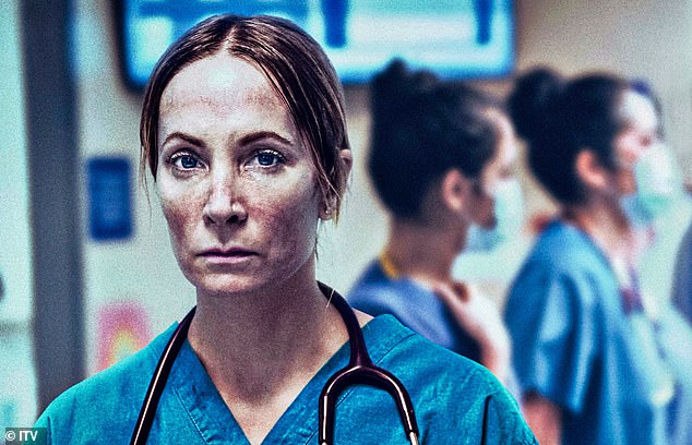 Joanne Froggatt plays consultant Dr Abbey Henderson, who cares for patients who arrive at her hospital with obvious Covid symptoms several weeks before the start of the first lockdown.