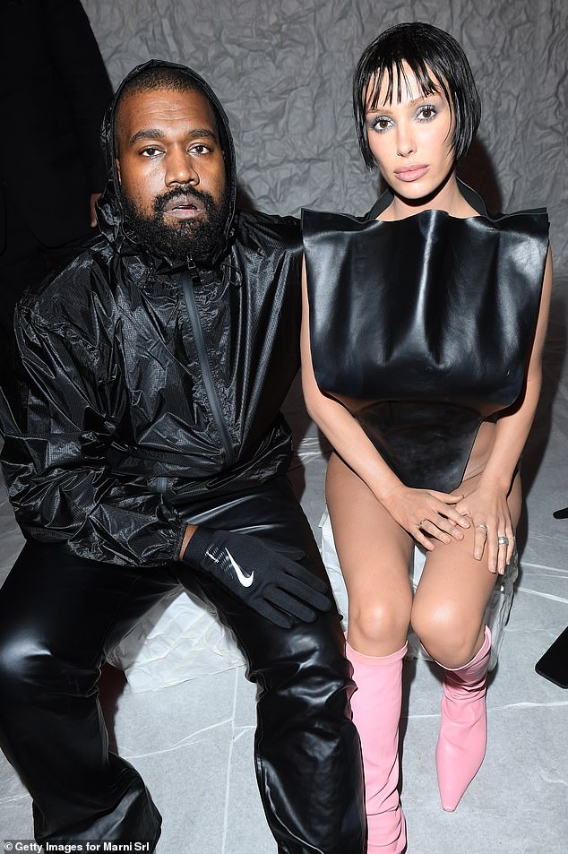 Kanye West wore Nike clothing with his wife Bianca Censori at Milan Fashion Week amid his dispute with Adidas.