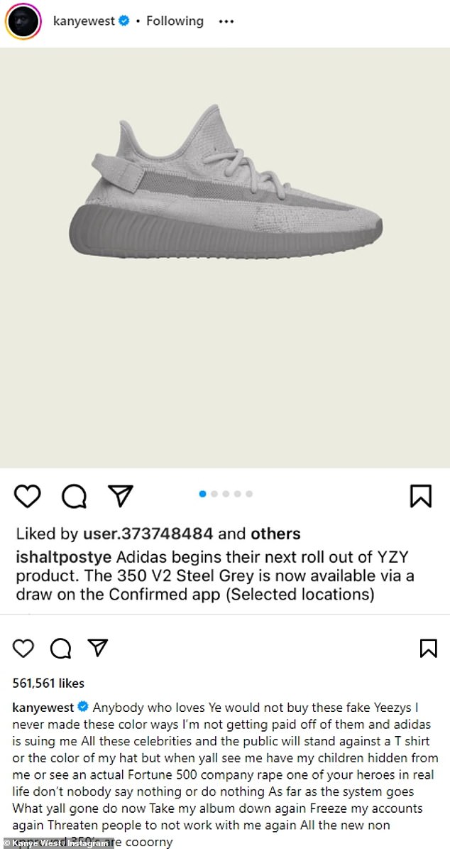 Kanye West slams Adidas for releasing fake Yeezys without his