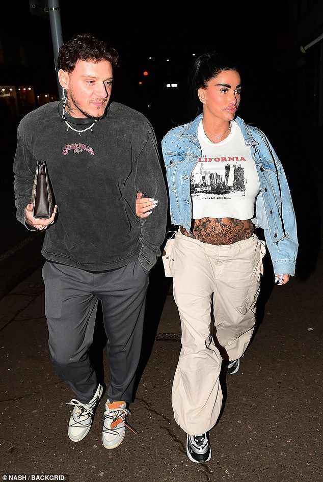 Katie Price, 45, put on a cozy display with MAFS UK's JJ Slater, 31, on a night out in Essex after being attacked by her former co-star Ella Morgan over their new budding romance.