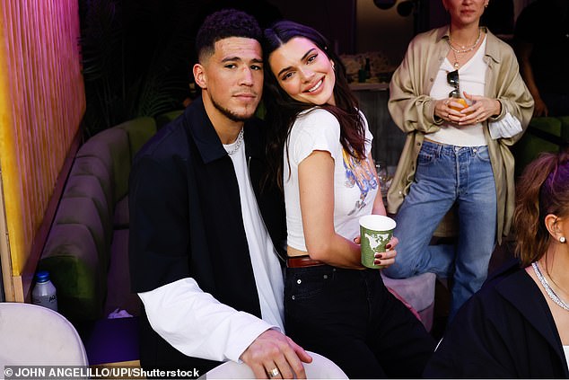 Kendall Jenner proved that she and ex-boyfriend Devin Booker still get along when they reunited at the 2024 Super Bowl on Sunday, just over a year after their split;  seen in 2022