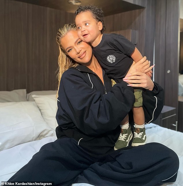 Khloe Kardashian showed her affection for her son Tatum by sharing a series of sweet snaps on her Instagram account on Thursday afternoon.