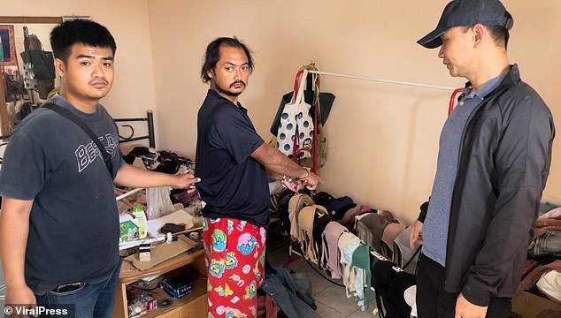 Nattawut Songchai, 38, allegedly had a stash of around 600 pieces of underwear before he was caught by police in an apartment in Bangkok on February 12.