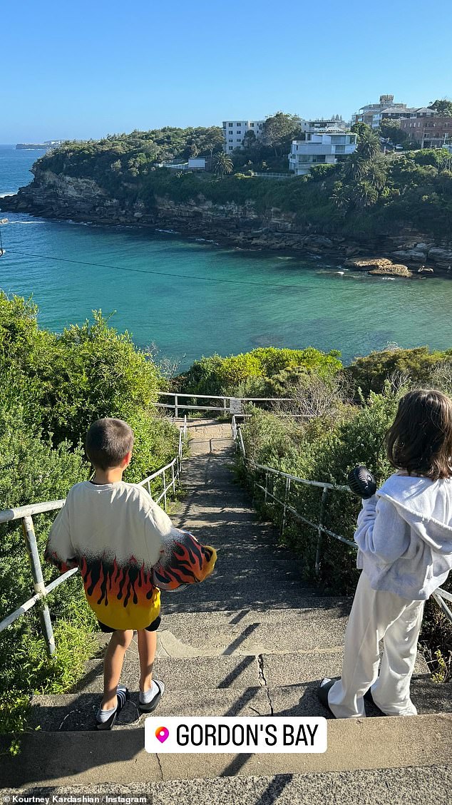 Kourtney Kardashian is living the life of a rock and roll wife as she and her children Penelope Disick, 11, and son Reign, nine, joined her husband in Australia.