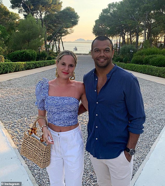 Kurtley Beale had even discussed his own wedding to his wife Maddi (pictured, the couple together) with the woman and her fiancé at the Bondi pub where she claimed he raped her, allegations that were dismissed when a jury acquitted him on Friday. .