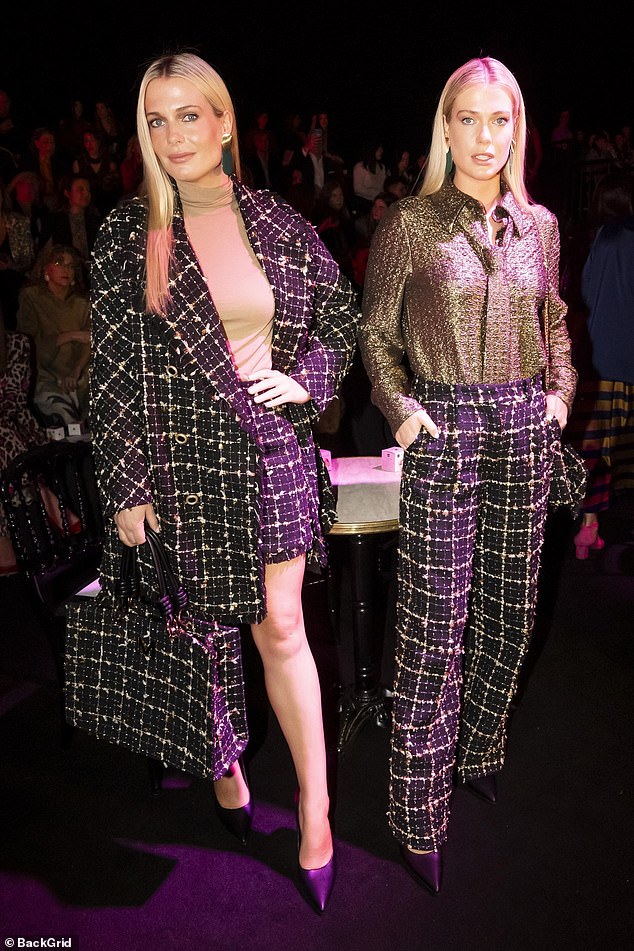 Black and gold: Lady Amelia Spencer and Lady Eliza Spencer opted for a coordinated look at the Casademunt by Maite show at IFEMA Madrid this weekend