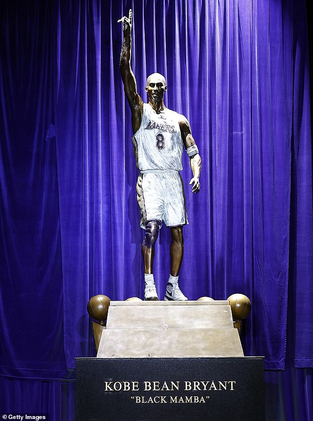 The Los Angeles Lakers unveiled a statue of Kobe Bryant on Thursday in honor of their late star.