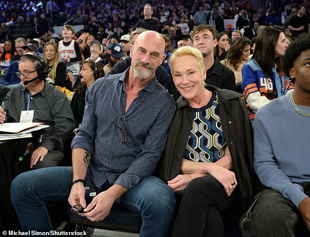 Christopher Meloni, 62, and his wife of nearly 29 years, Sherman Williams, made a rare appearance at the star-studded Indiana Pacers vs.  New York Knicks in New York on Saturday.