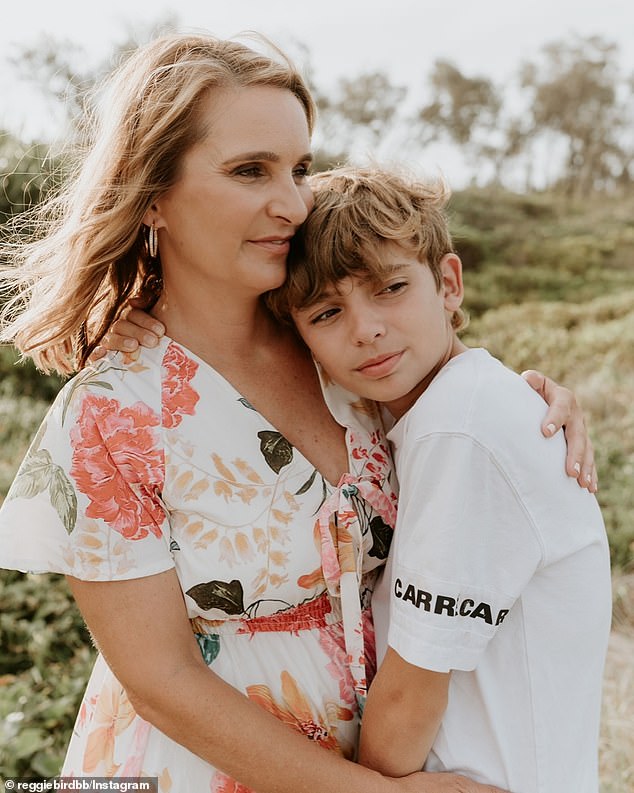 Two-time Big Brother winner Reggie Bird has shared a brave message with her fans.  Pictured: Reggie with her 14-year-old son Lucas.