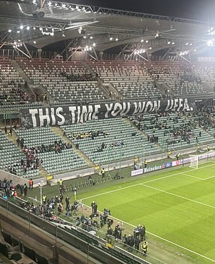 Legia Warsaw fans revealed offensive banner at Europa Conference League match against Molde