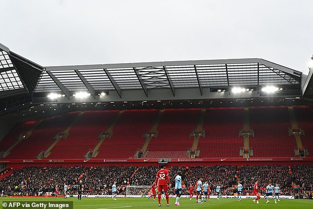 Liverpool are preparing for a league record crowd at Anfield for the visit of Burnley, with the upper tier of the Anfield Road stand (pictured) set to open, raising capacity to 60,725