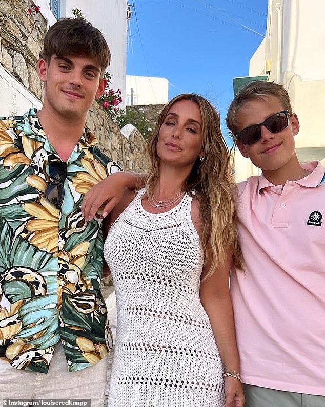 With Jamie, Louise has two sons: Charley, 19, and Beau, 15 (both pictured with Louise in 2023).