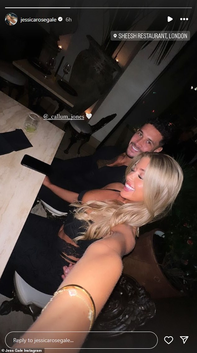 Love Island All Stars' Callum Jones and Jess Gale looked loved up as they enjoyed a romantic date night on Wednesday.