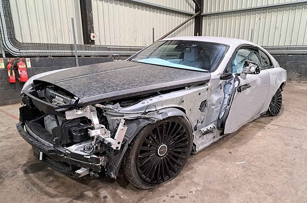 Marcus Rashford's wrecked Rolls Royce has been put up for auction less than six months after it capsized in a crash outside Carrington.