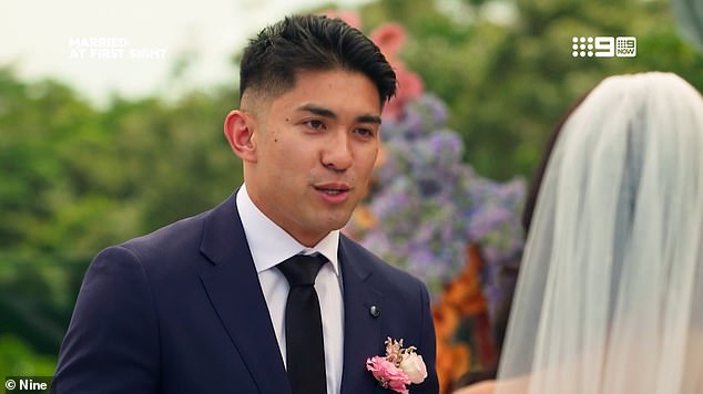 Married At First Sight groom Ridge Barredo left viewers embarrassed when he started making jokes with his friends during their awkward vows on Tuesday's episode.