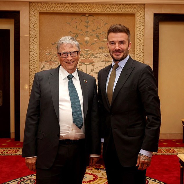 Le Tissier criticized David Beckham (right) for taking a photo with Bill Gates (left)
