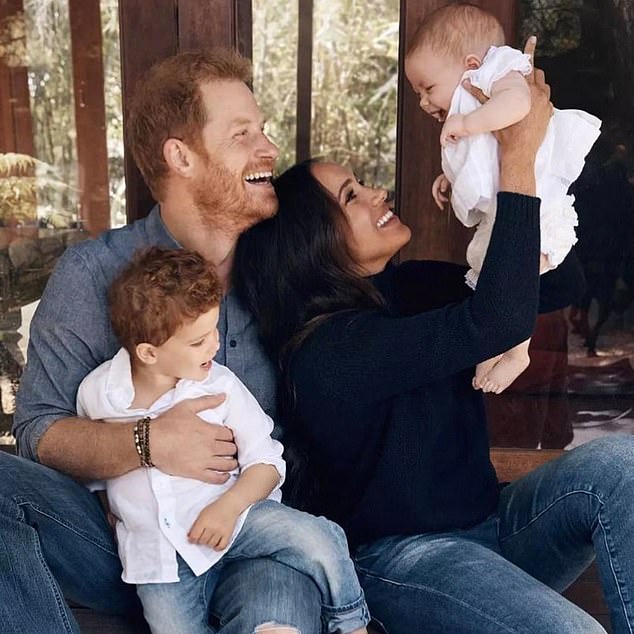 Prince Harry and Meghan, the Duke and Duchess of Sussex (pictured) with their son Archie and daughter Lilibet