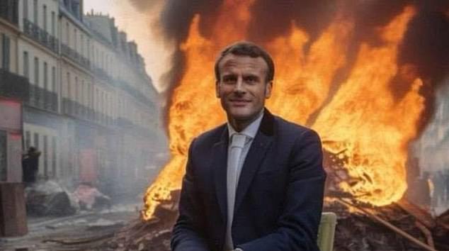 Thousands of internet users are being tricked into sharing fake images, such as that of French President Emmanuel Macron at a protest.