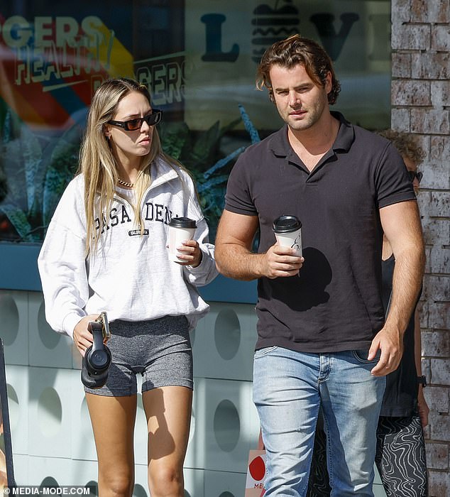 Mia Fevola and her boyfriend Bass Miller looked dejected as they stepped out for coffee in Melbourne on Tuesday.