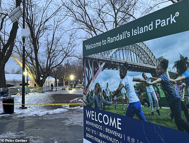 The Randall's Island migrant shelter is fully funded by New York State. It spreads across 6.4 acres of land and is home to nearly 3,000 adult male immigrants.
