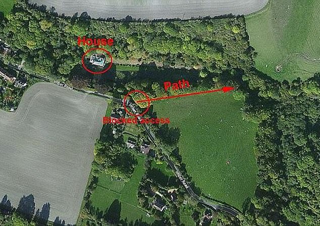 The footpath, which will now be altered, is shown in relation to Mr. Pelly's mansion.