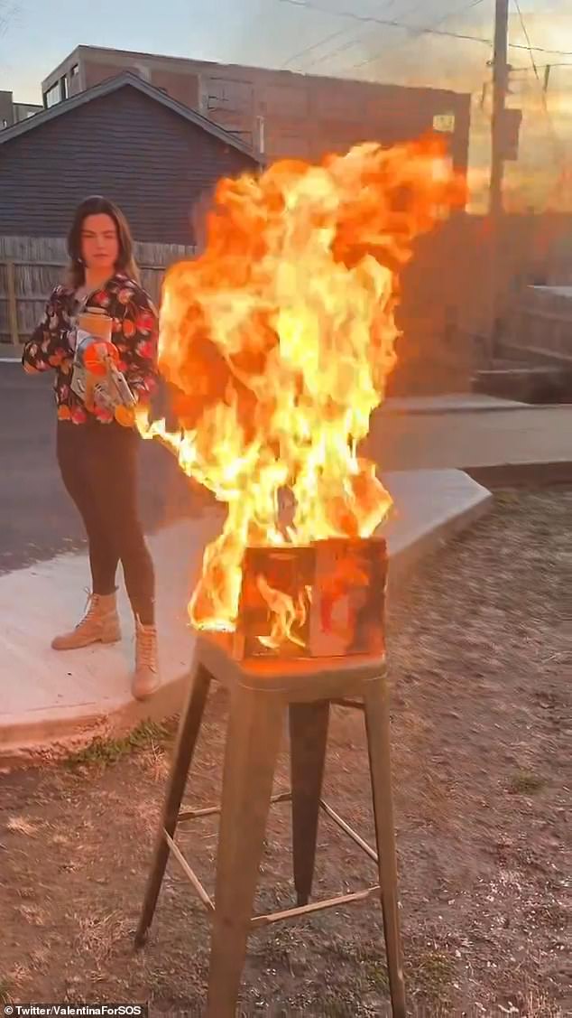 A Republican candidate in Missouri has used a flamethrower to 'groom, indoctrinate and sexualize' books in a viral video shared as part of her campaign.