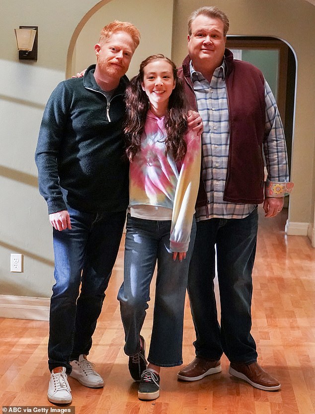 Aubrey Anderson-Emmons photographed with her Modern Family co-stars Jesse Tyler Ferguson (left) and Eric Stonestreet.