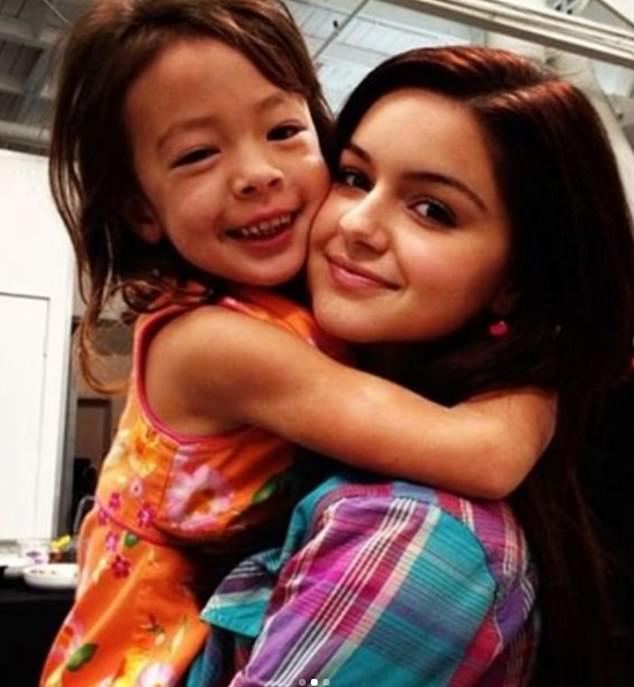 Aubrey, pictured with actress Ariel Winter, joined Modern Family when she was four years old.