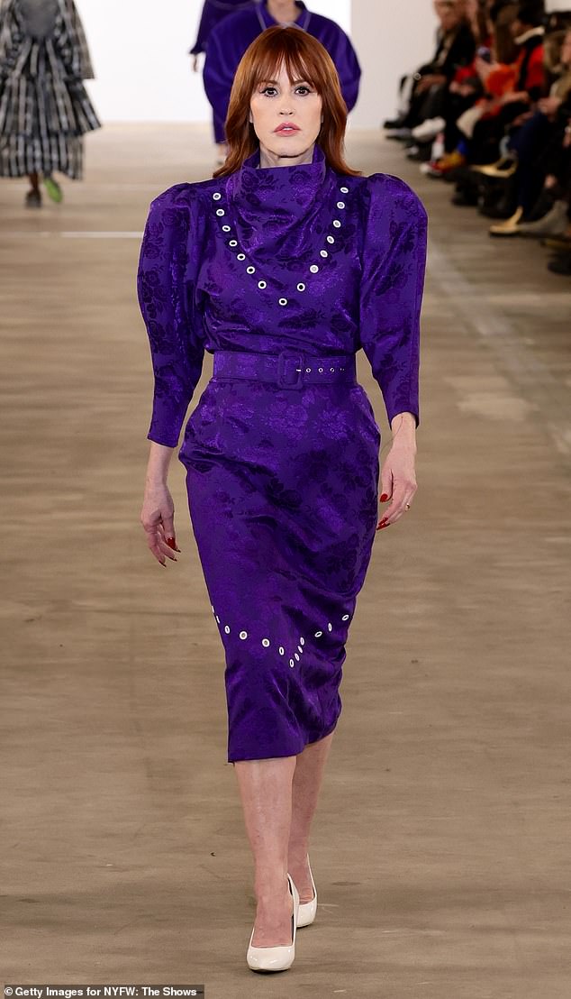 Molly Ringwald turned heads as a runway model Tuesday at the Batsheva New York Fashion Week show.