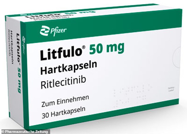 Ritlecitinib is part of a family of drugs known as janus kinase (JAK) inhibitors, which work by weakening the immune system.  Taken as a daily pill, it works by reducing the enzymes that cause inflammation and subsequent hair loss in the follicle.  Made by Pfizer, it has been recommended by NICE as an option for the treatment of severe alopecia areata in people aged 12 years and over.