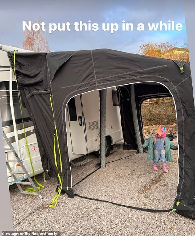Posting on her Instagram Story, Sue Radford, whose family lives in Morecambe, Lancashire, showed off the canopy they use to create extra space outside the caravan.