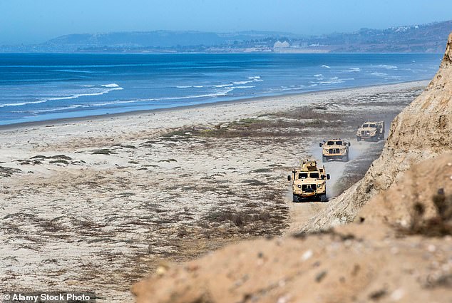 In January 2011, two joggers found the 58-year-old man's naked body in a restricted area on a Navy training beach (pictured) at Camp Pendleton in San Diego County.