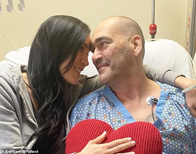 Scot Pollard and his wife, Dawn, share an intimate moment before his heart transplant