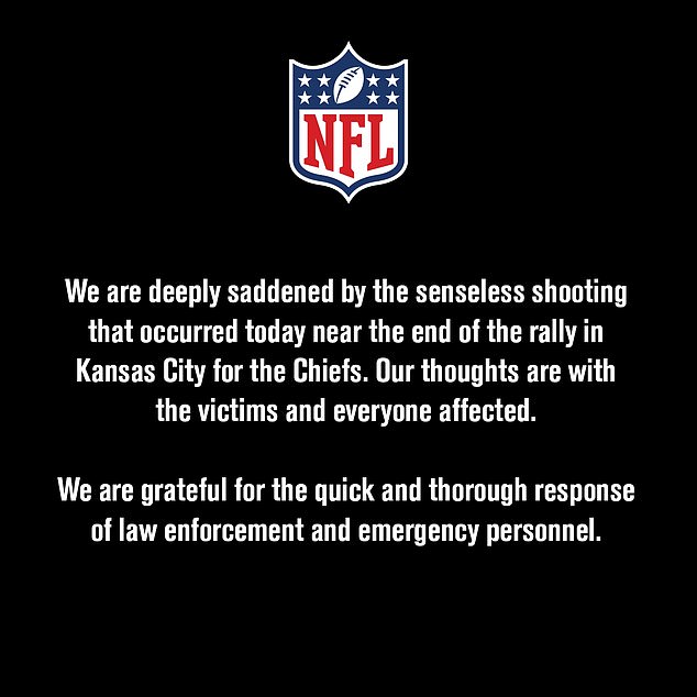NFL says it is ‘deeply saddened’ by ‘senseless’ shooting at Chiefs’ Super Bowl parade as other teams send condolences to Kansas City after at least one person is killed