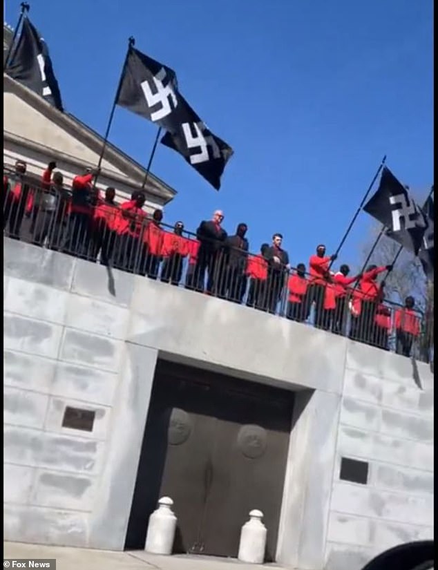 Neo-Nazis faced no opposition as they raised their swastika flags above a podium at the Tennessee State Capitol.