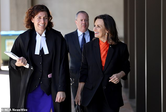 Lisa Wilkinson is pictured with her own legal counsel, Sue Chrysanthou SC, outside the Federal Court last week.