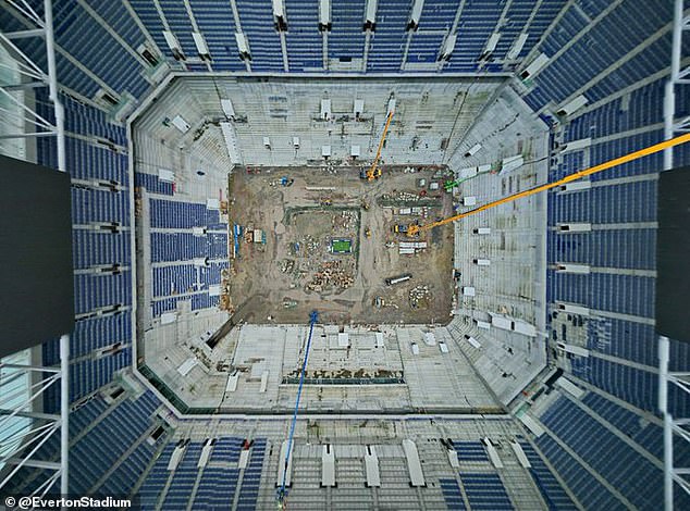 New images show more seats have been installed inside Everton's new stadium