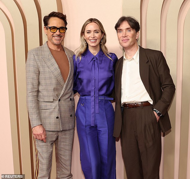 Oppenheimer stars Cillian Murphy, Emily Blunt and Robert Downey Jr. looked delighted while attending the 96th Oscar Nominees Luncheon in Beverly Hills on Monday.