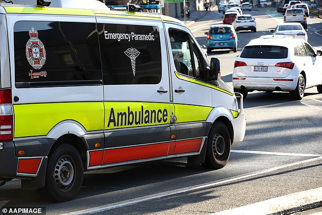 An ambulance crew rushing to a medical emergency were allegedly terrorized by a car that repeatedly tried to pass them by.